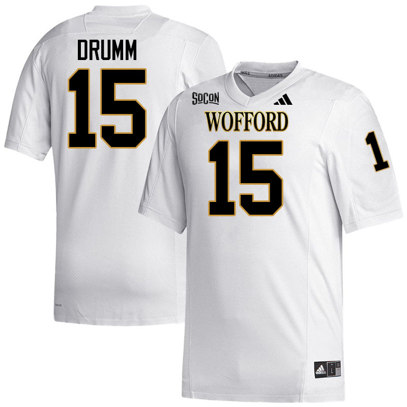 Wofford Terriers #15 Ethan Drumm College Football Jerseys,Uniforms Stitched-White
